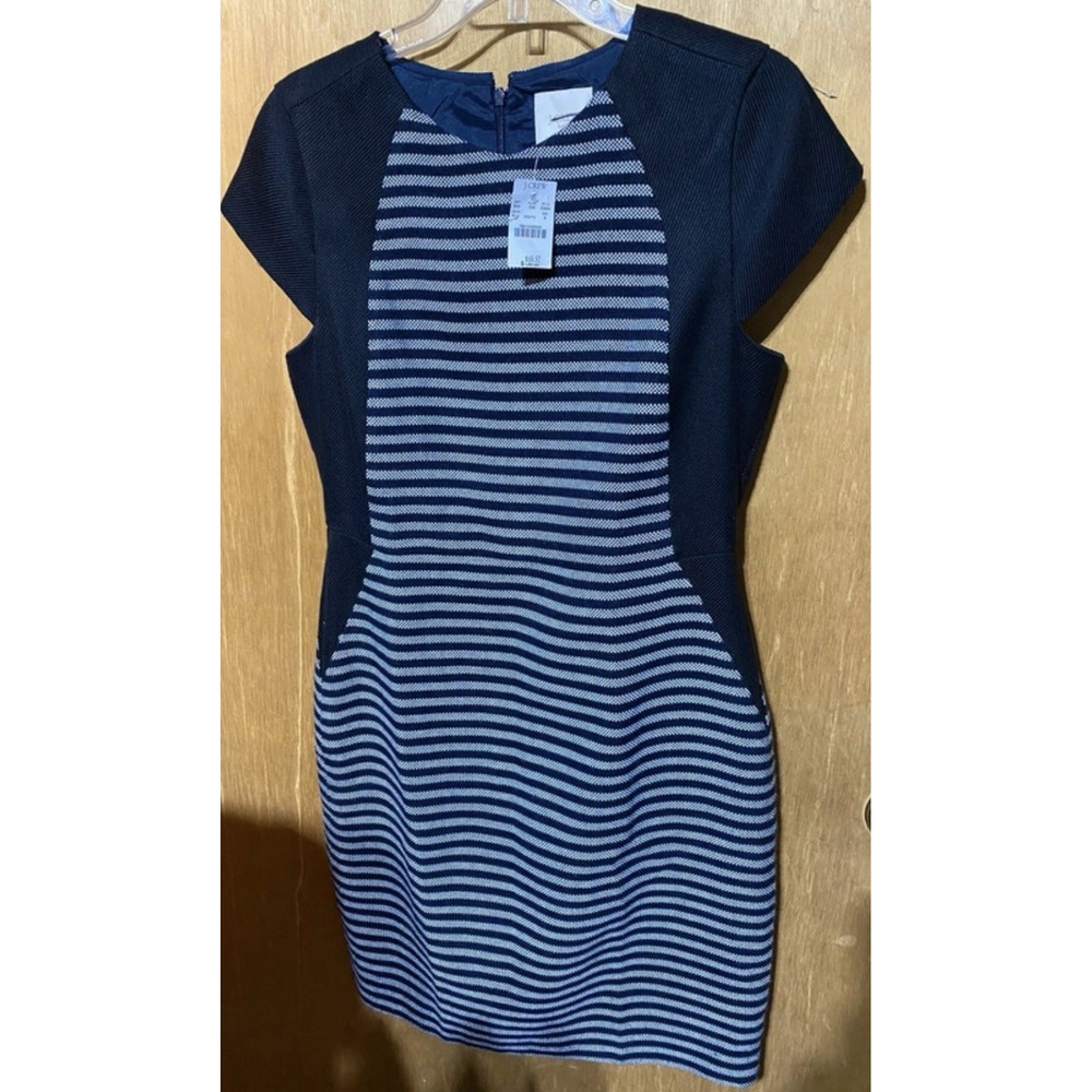 J. Crew Women's Striped Suiting Career Modest Sleeveless Dress sz 8